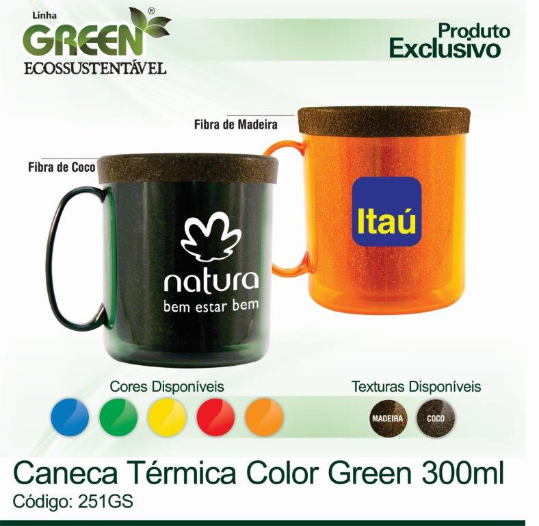 Caneca Térmica Color GREEN - 300ml 