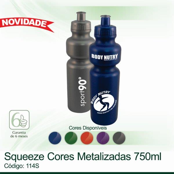Squeeze plástico cores metalizadas 750ml 